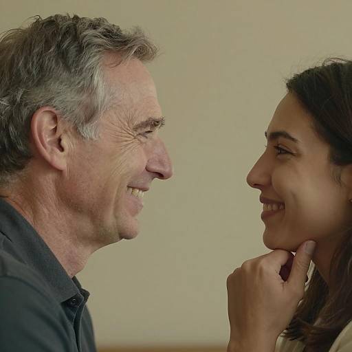 Intimate Profile Portrait of Smiling Couple