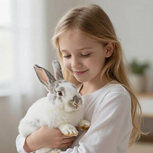 Gentle Portrait of Girl with Rabbit