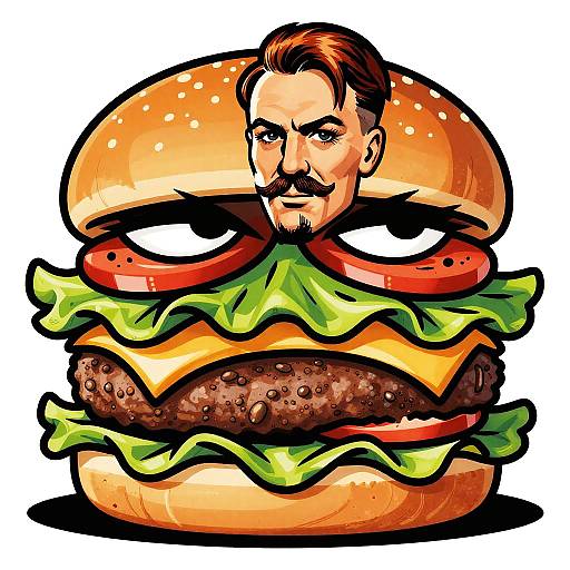 Satirical Hitler Burger Illustration