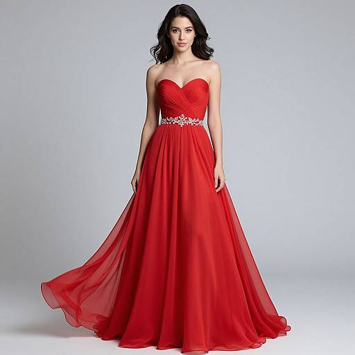 Elegant Woman in Red Ball Gown