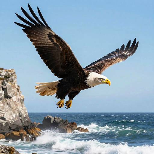 Majestic Bald Eagle Soaring Coastal