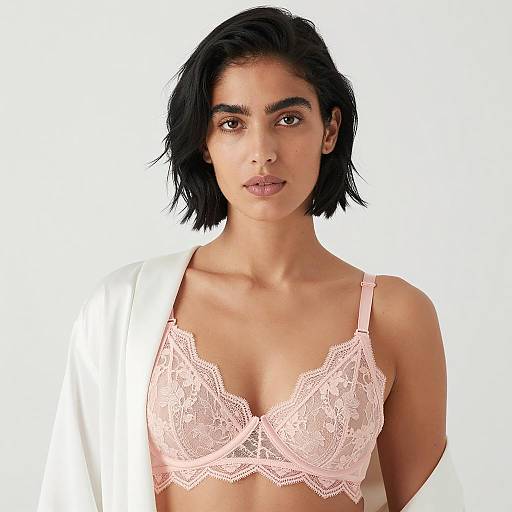 Elegant Woman in Lace and White Robe