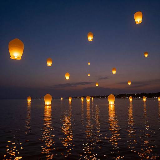 Golden Lanterns in Twilight Serenity