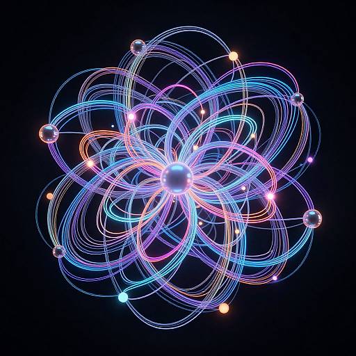 Neon AI Web of Interconnected Nodes