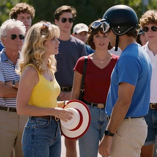 Sunny Outdoor Interaction with Fashion Flair