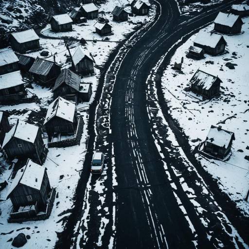 Snowy Village Road in Aleutian Islands