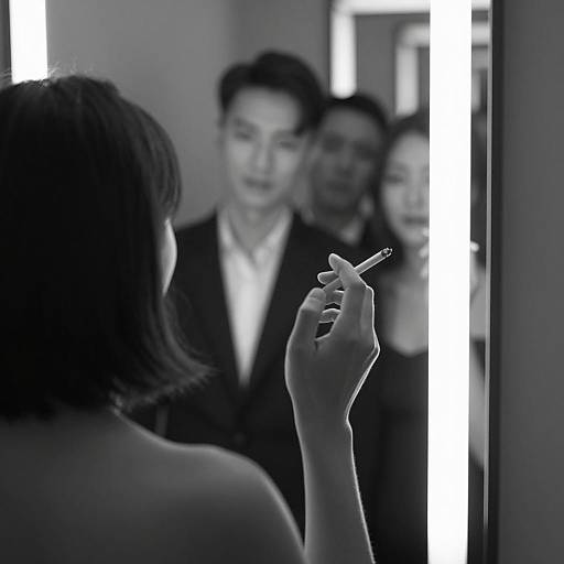 Reflective Urban Elegance in Monochrome