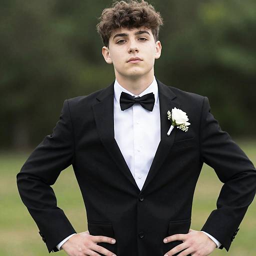 Young Man in Formal Attire Outdoors