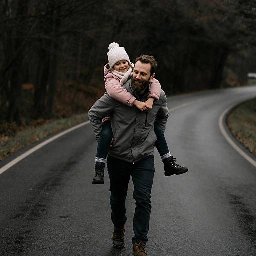 Smiling Father and Daughter in Nature