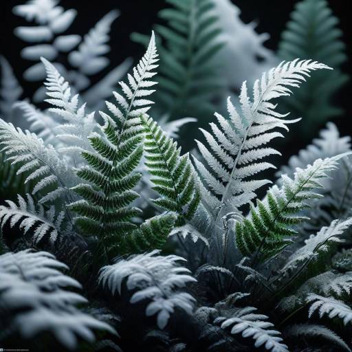 Hyperrealistic Frosted Ferns Botanical Scene