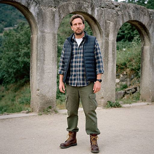 Man in Outdoor Vintage Setting