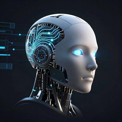 Sleek Robotic Head Digital Portrait