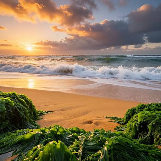 Sunrise Over Vibrant Beach Scene