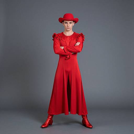 Solo Male in Red Dansco Dress