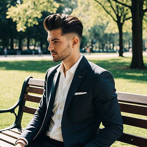 Stylish Male Pompadour in Park
