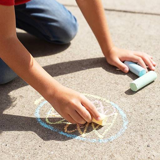 Playful Kids Drawing Chalk Art