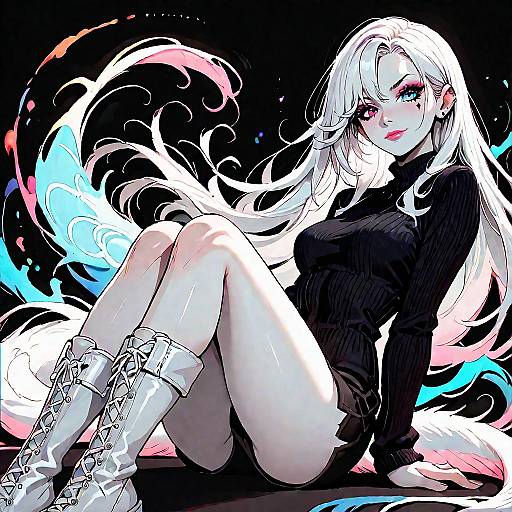 Furry Character with Heterochromia and Dark Lighting