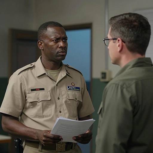 Serious Discussion Between Two Men Indoors