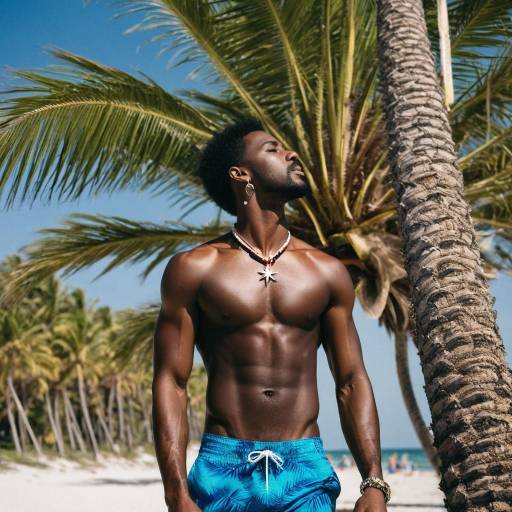 Solo Dark-Skinned Male at the Beach