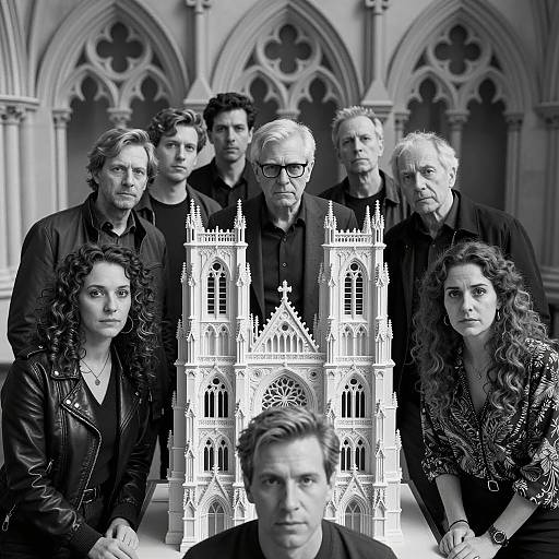 Group Around Gothic Cathedral Model