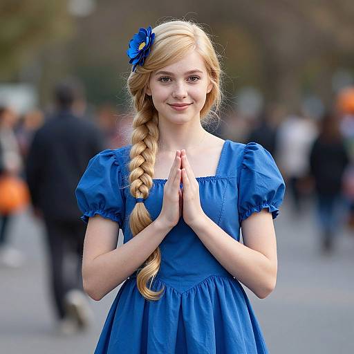 Blonde Girl in Blue Halloween Dress