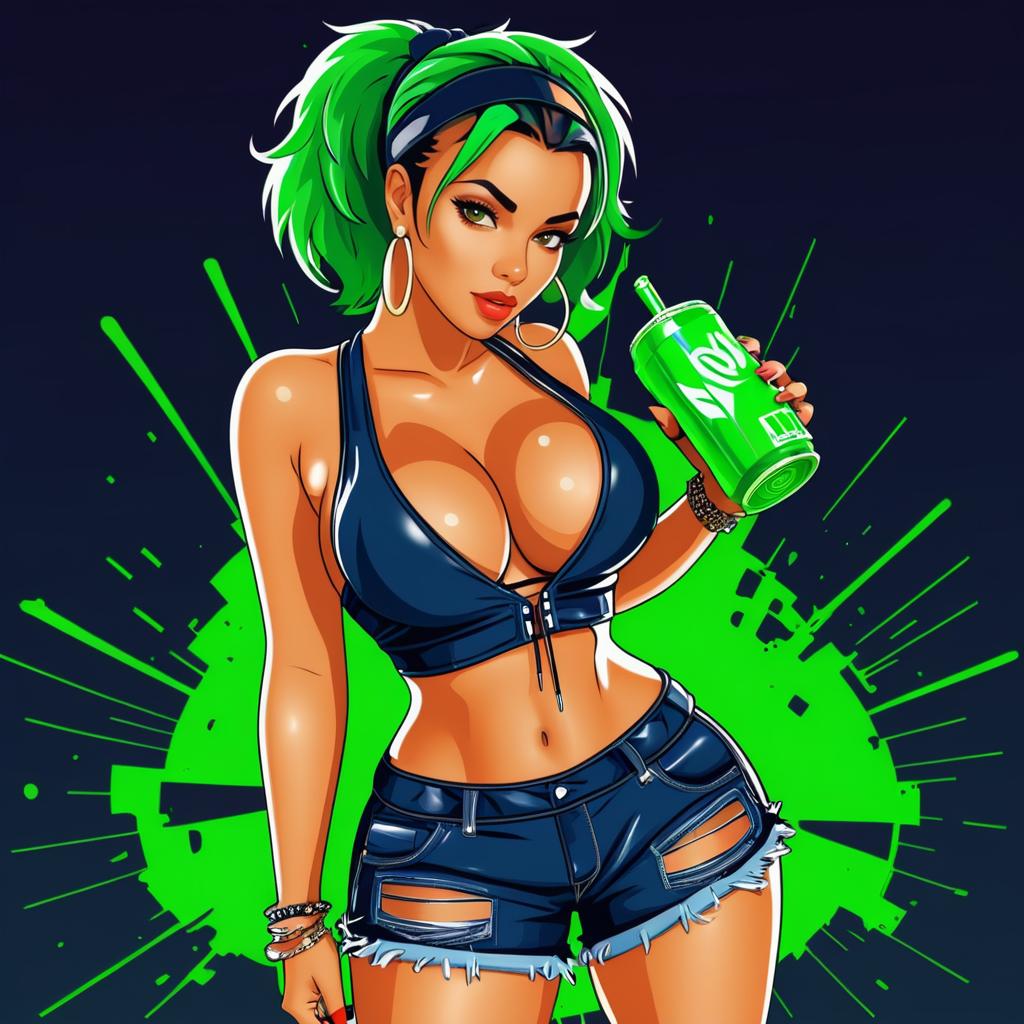 Stylish DJ Mia: Hip-Hop Vector Art