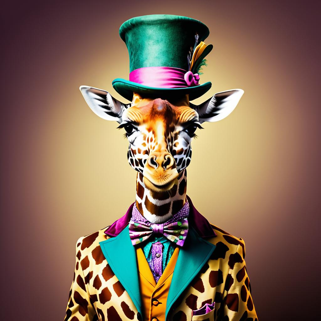 Whimsical Giraffe as The Mad Hatter