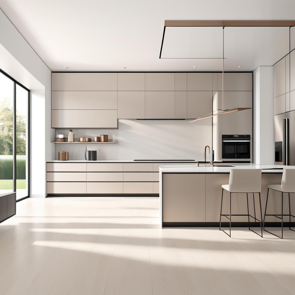 Modern Minimalist Kitchen 3D Render