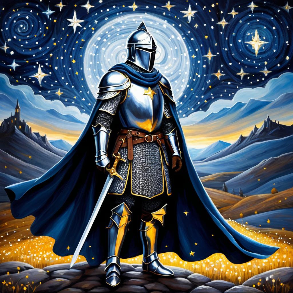 Courageous Knight in Starry Sky