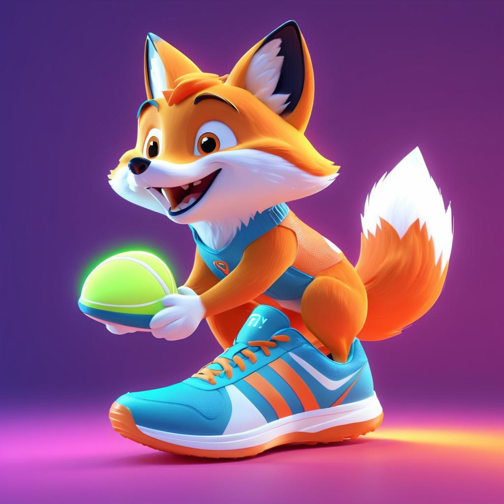 Happy Fox with a Sports Shoe Animation