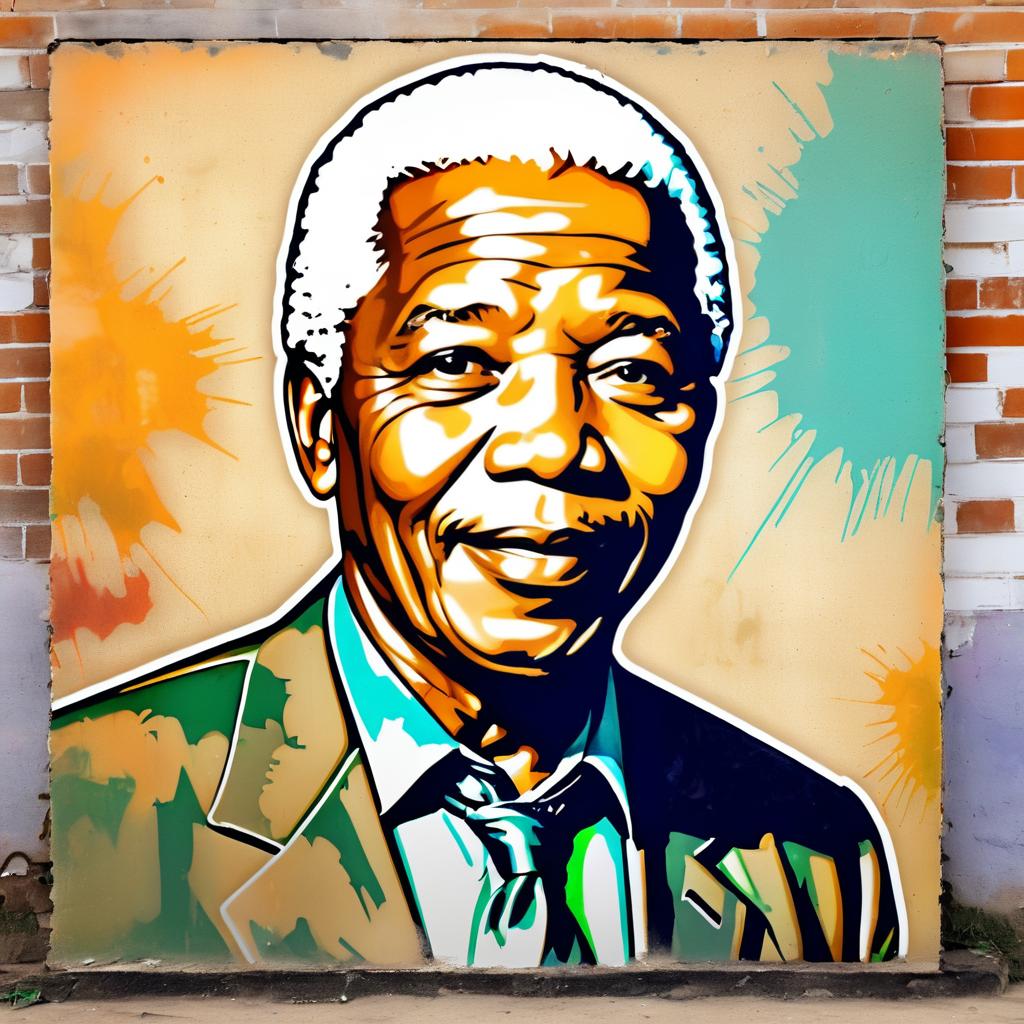 Vintage Graffiti Portrait of Nelson Mandela