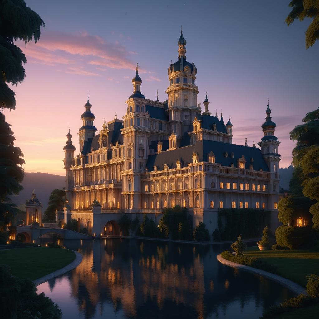 Breathtaking Baroque Castle at Dusk