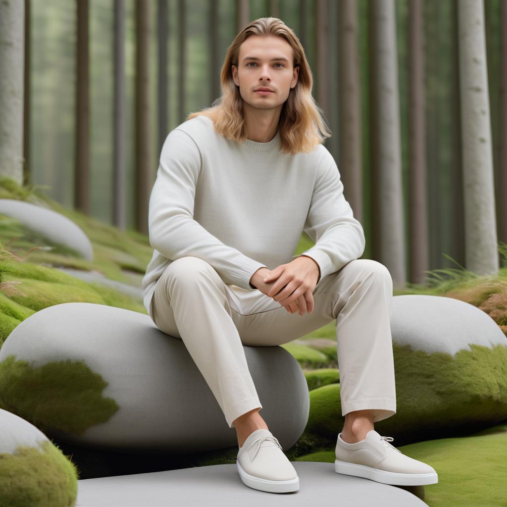 Serene Man in Scandinavian Minimalism