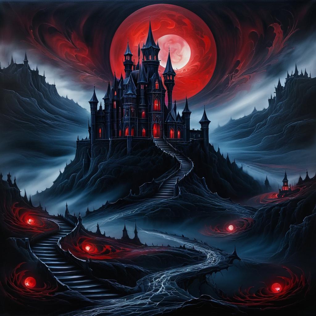 Eerie Castle Under a Blood Moon