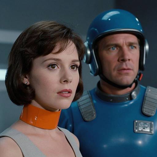 Futuristic Duo in Retro Sci-Fi Style