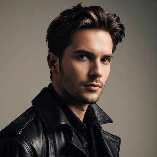 Stylish Man in Leather Trench Coat