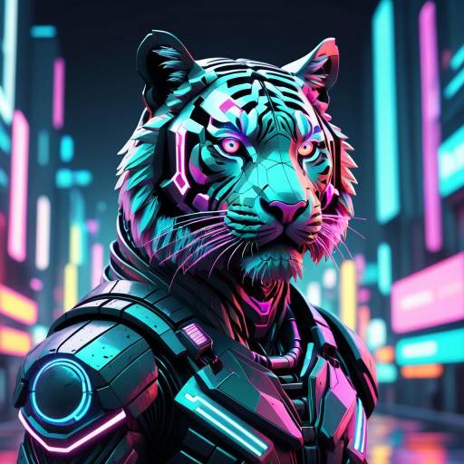 Cyberpunk Robotic Tiger Warrior