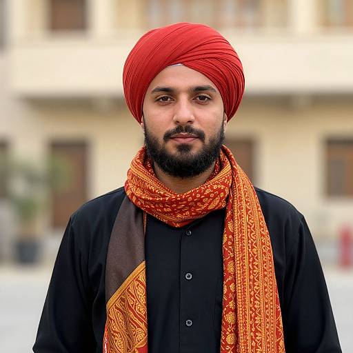 Bearded Man with Turban and Scarf