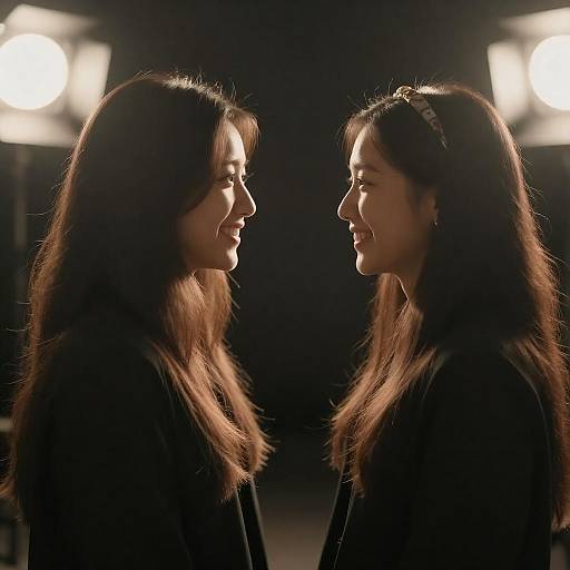 Warm High-Contrast Portrait of Smiling Pair