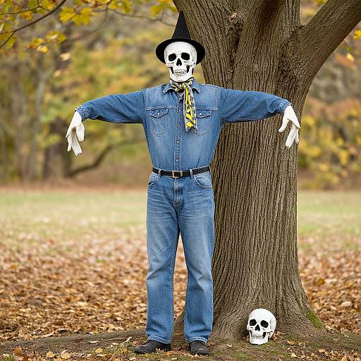 Man in Scarecrow Costume Outdoors