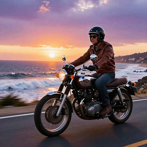 Vintage Motorcycle Sunset Ride