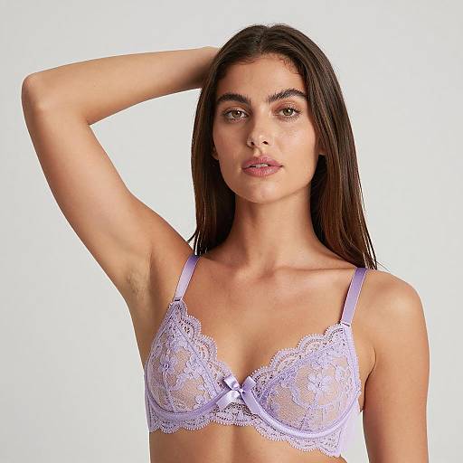 Elegant Woman in Lavender Lace Lingerie