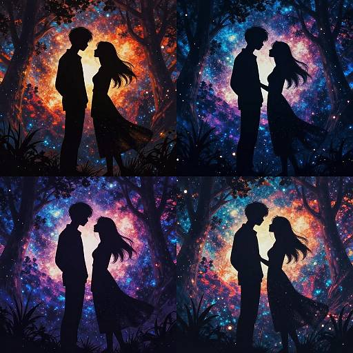 Cosmic Forest Couples Silhouettes