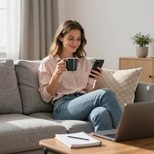 Cozy Living Room with Young Woman