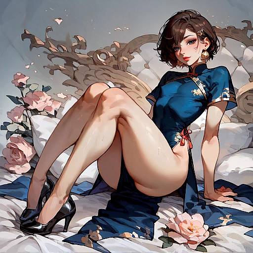 Aroused Femboy in Elegant Cheongsam
