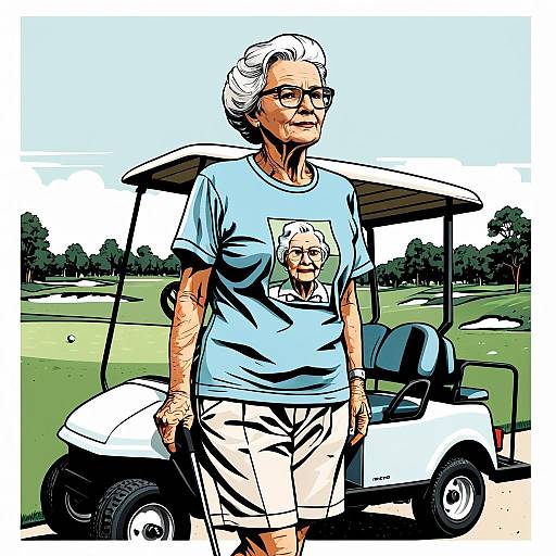 Elderly Woman Golf Cart T-Shirt Design