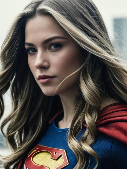 Close-up of Woman in Supergirl Costume