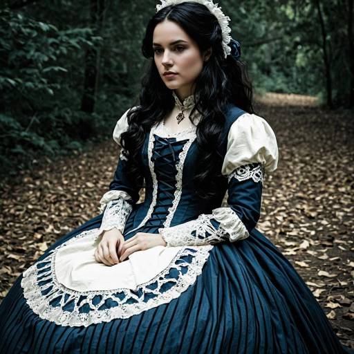 Victorian Woman in Detailed Cosplay Dress