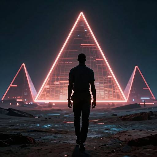 Futuristic Neon Pyramids Scene