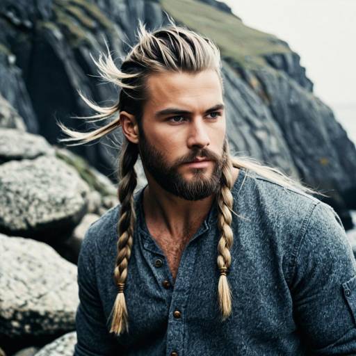 Viking-Inspired Hairstyle in Fashion Setting